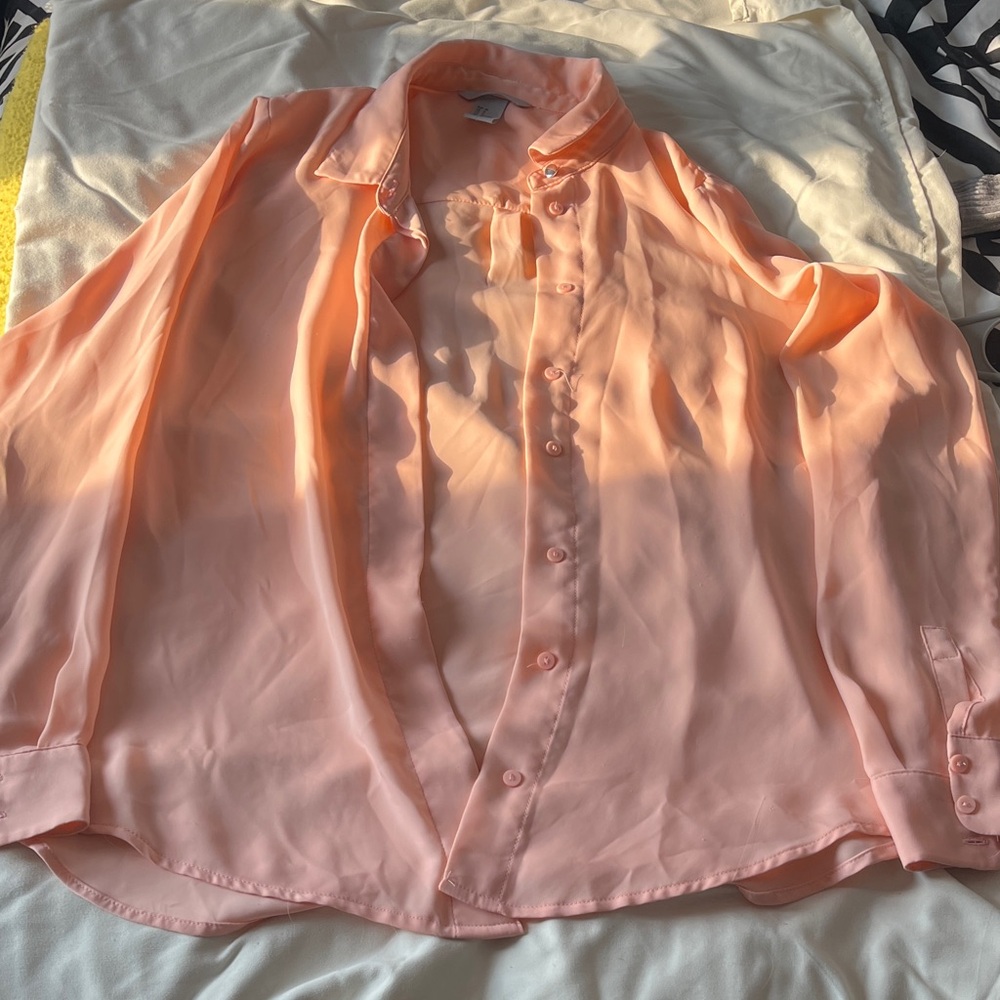 Pink Button-Up Blouse
